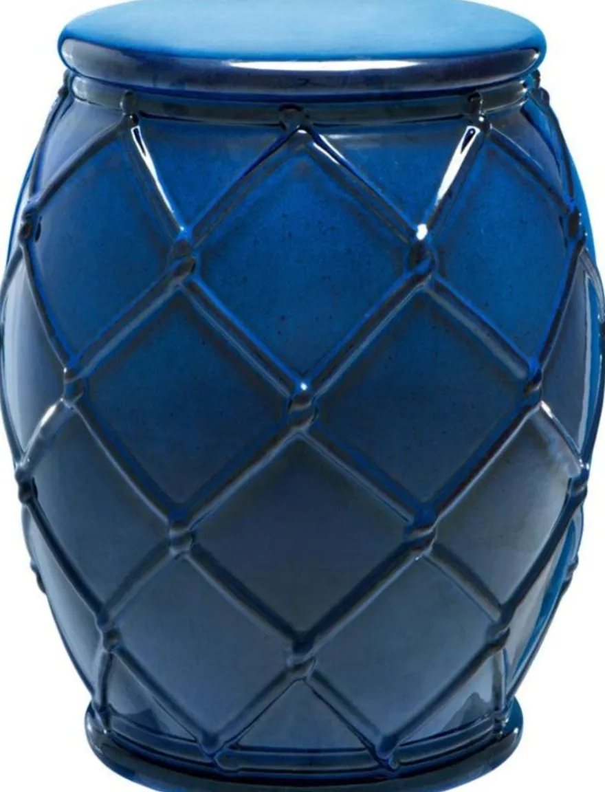 Casa Padrino Keramik Trommel Antik Blau Ø 35 x H. 46 cm - Luxus Kollektion