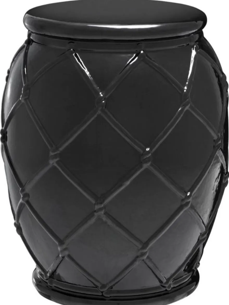 Casa Padrino Keramik Trommel Antik Schwarz Ø 35 x H. 46 cm - Luxus Kollektion