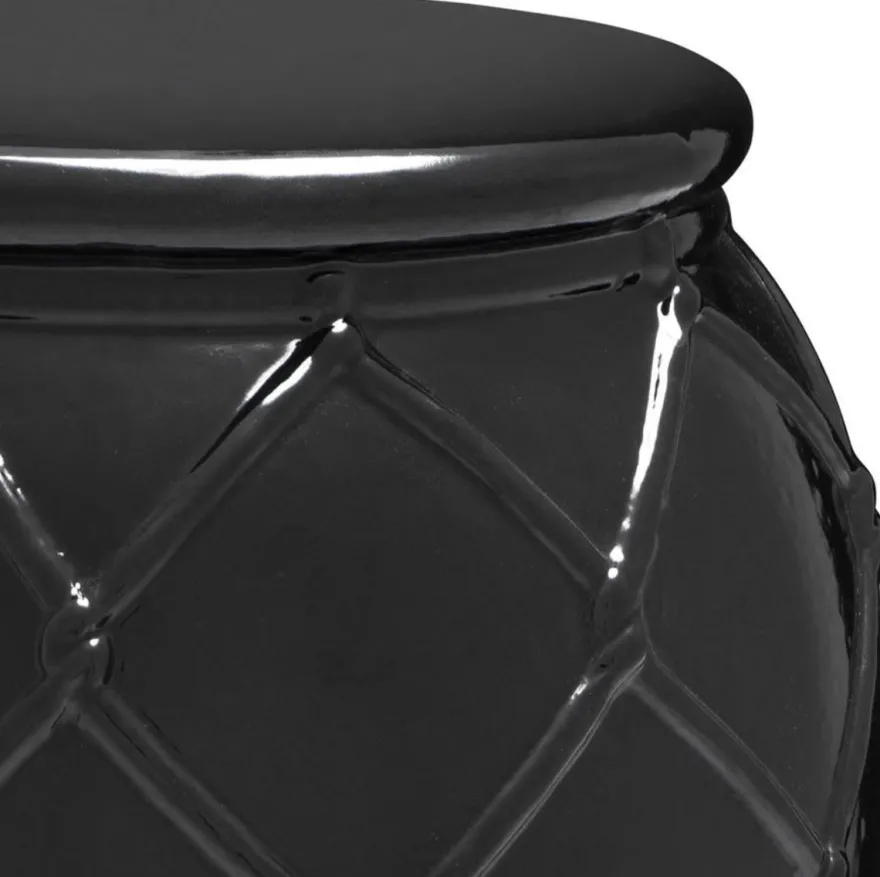 Casa Padrino Keramik Trommel Antik Schwarz Ø 35 x H. 46 cm - Luxus Kollektion