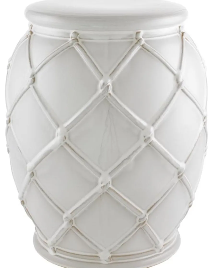 Casa Padrino Keramik Trommel Antik Weiß Ø 35 x H. 46 cm - Luxus Kollektion