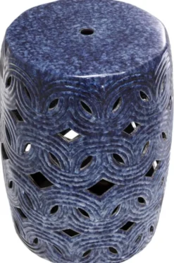 Casa Padrino Keramik Trommel Blau Ø 33 x H. 45 cm - Designer Wohnzimmer Dekoration