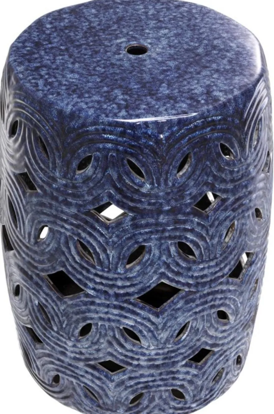Casa Padrino Keramik Trommel Blau Ø 33 x H. 45 cm - Designer Wohnzimmer Dekoration