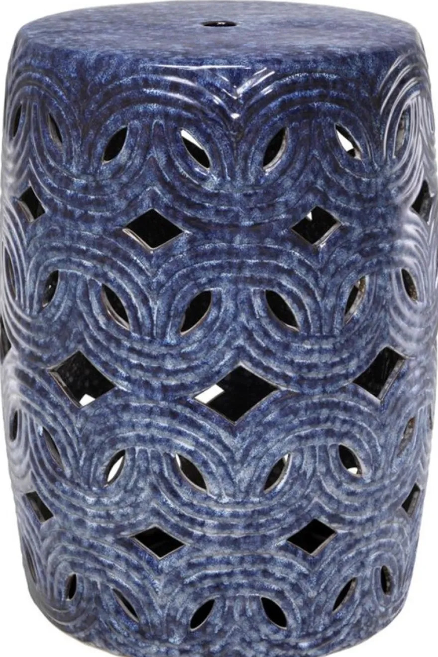 Casa Padrino Keramik Trommel Blau Ø 33 x H. 45 cm - Designer Wohnzimmer Dekoration