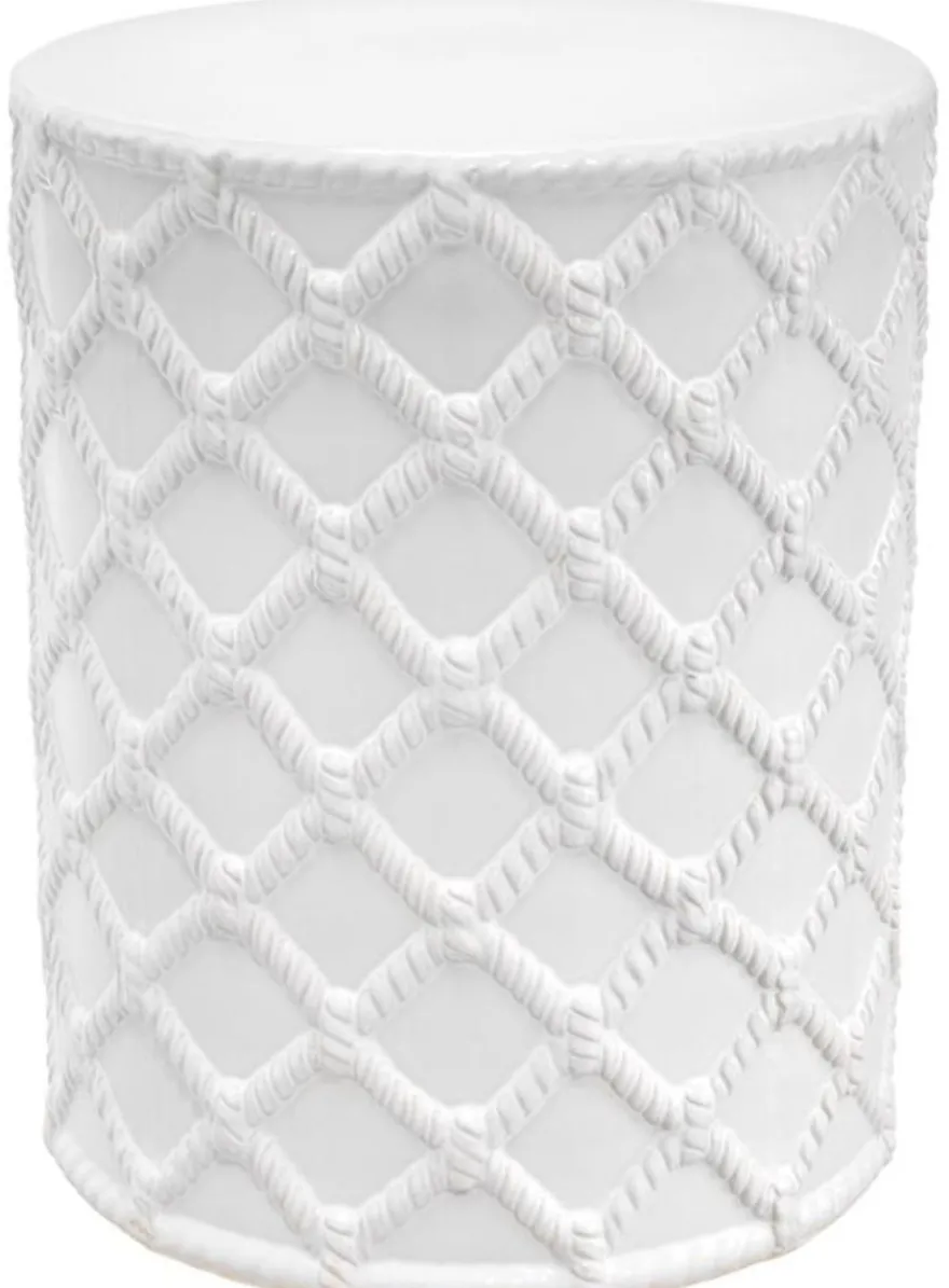 Casa Padrino Keramik Trommel Weiß Ø 36 x H. 45 cm - Designer Wohnzimmer Dekoration