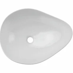 Casa Padrino Keramik Waschbecken Schale Hochglanz Weiß 51 cm - Badezimmer Accessoires