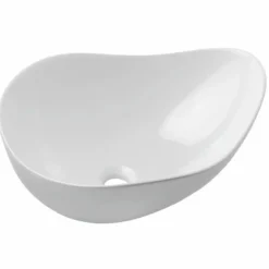 Casa Padrino Keramik Waschbecken Schale Hochglanz Weiß 51 cm - Badezimmer Accessoires
