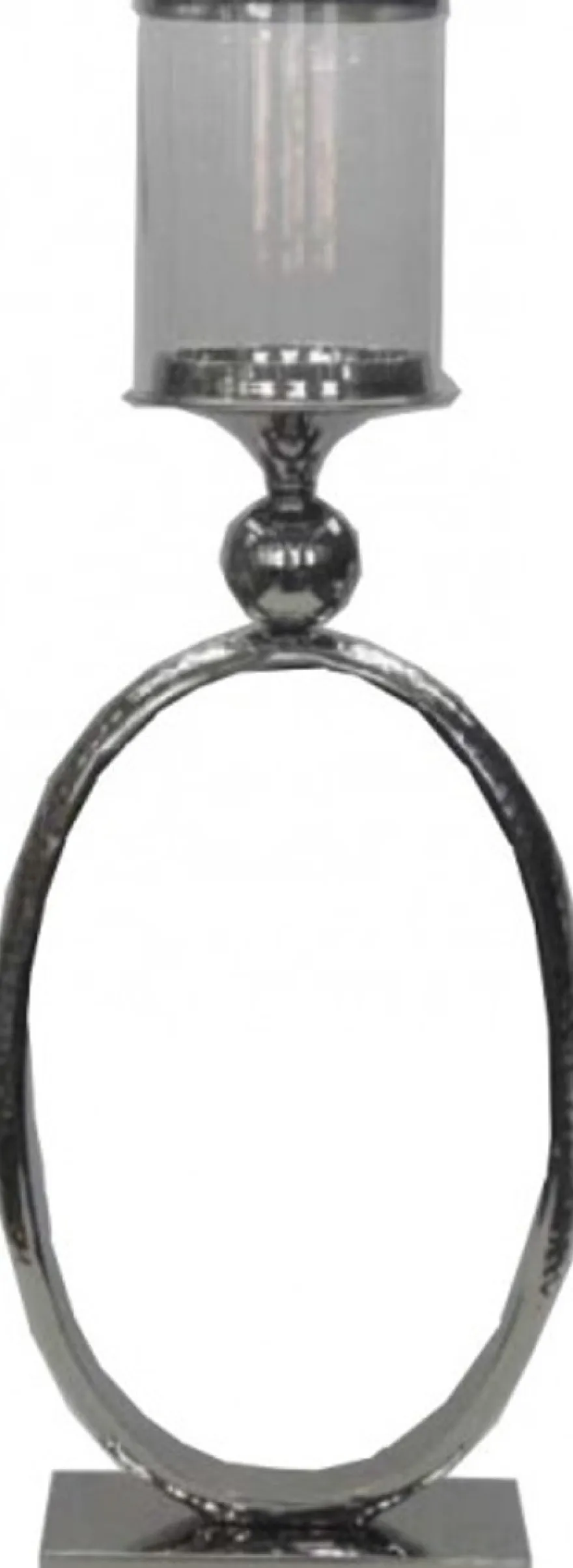 Casa Padrino Kerzenständer mit Glas Ring Vintage 62 x 23 cm Design Aluminium Silber