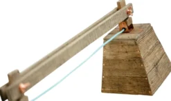 Casa Padrino Kiefernholz Tischleuchte Naturfarben 90 x 30 x H. 105 cm - Luxus Tischlampe mit aqua blauem Kabel
