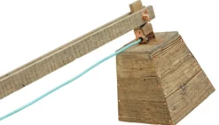 Casa Padrino Kiefernholz Tischleuchte Naturfarben 90 x 30 x H. 105 cm - Luxus Tischlampe mit aqua blauem Kabel