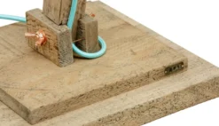 Casa Padrino Kiefernholz Tischleuchte Naturfarben 90 x 30 x H. 105 cm - Luxus Tischlampe mit aqua blauem Kabel