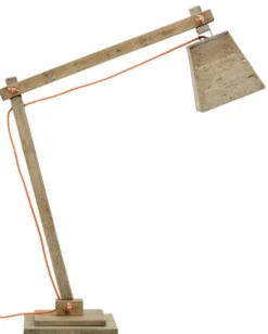 Casa Padrino Kiefernholz Tischleuchte Naturfarben 90 x 30 x H. 105 cm - Luxus Tischlampe mit orangefarbenem Kabel
