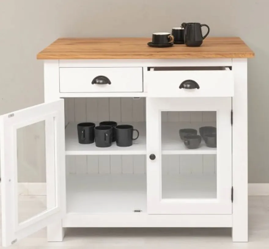 Casa Padrino Kommode im Landhausstil mit 2 Türen, 2 Schubladen und Eichenholzplatte, 100 x 65 x 90 cm