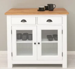 Casa Padrino Kommode im Landhausstil mit 2 Türen, 2 Schubladen und Eichenholzplatte, 100 x 65 x 90 cm