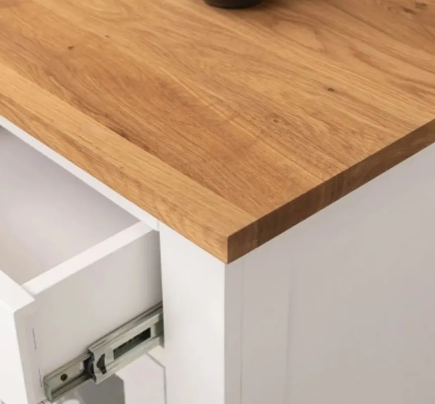 Casa Padrino Kommode im Landhausstil mit 2 Türen, 2 Schubladen und Eichenholzplatte, 100 x 65 x 90 cm