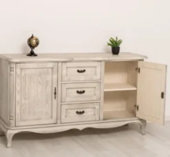 Casa Padrino Kommode im Landhausstil Silberfrost mit 2 Türen und 3 Schubladen, 158 x 48 x 89 cm