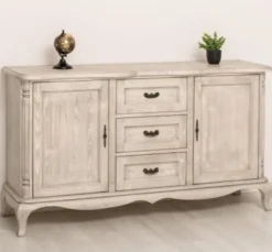 Casa Padrino Kommode im Landhausstil Silberfrost mit 2 Türen und 3 Schubladen, 158 x 48 x 89 cm
