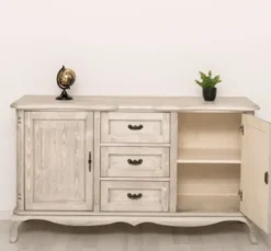 Casa Padrino Kommode im Landhausstil Silberfrost mit 2 Türen und 3 Schubladen, 158 x 48 x 89 cm