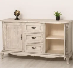 Casa Padrino Kommode im Landhausstil Silberfrost mit 2 Türen und 3 Schubladen, 158 x 48 x 89 cm
