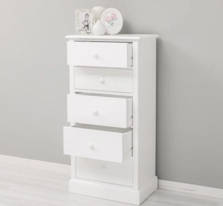 Casa Padrino Kommode im Landhausstil Weiß mit 5 Schubladen, 61 x 38 x 123 cm