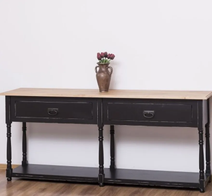Casa Padrino Konsole im Landhausstil mit 2 Schubladen und Eichenholzplatte, 180 x 45 x 76 cm