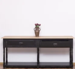Casa Padrino Konsole im Landhausstil mit 2 Schubladen und Eichenholzplatte, 180 x 45 x 76 cm
