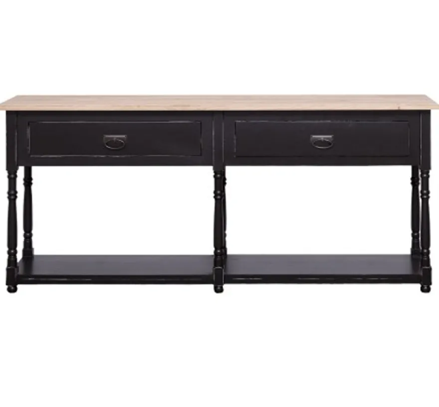 Casa Padrino Konsole im Landhausstil mit 2 Schubladen und Eichenholzplatte, 180 x 45 x 76 cm