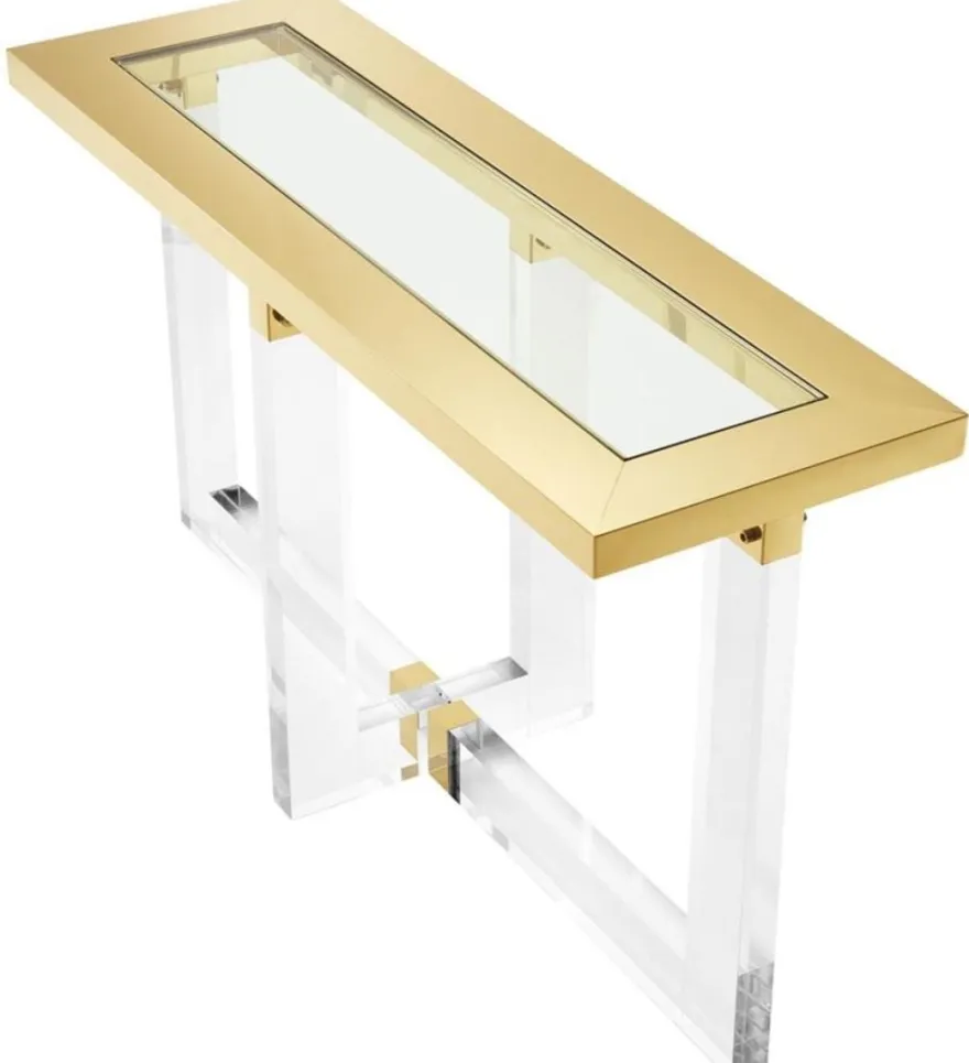 Casa Padrino Konsole / Konsolentisch Gold 140 x 45 x H. 78 cm - Luxus Möbel