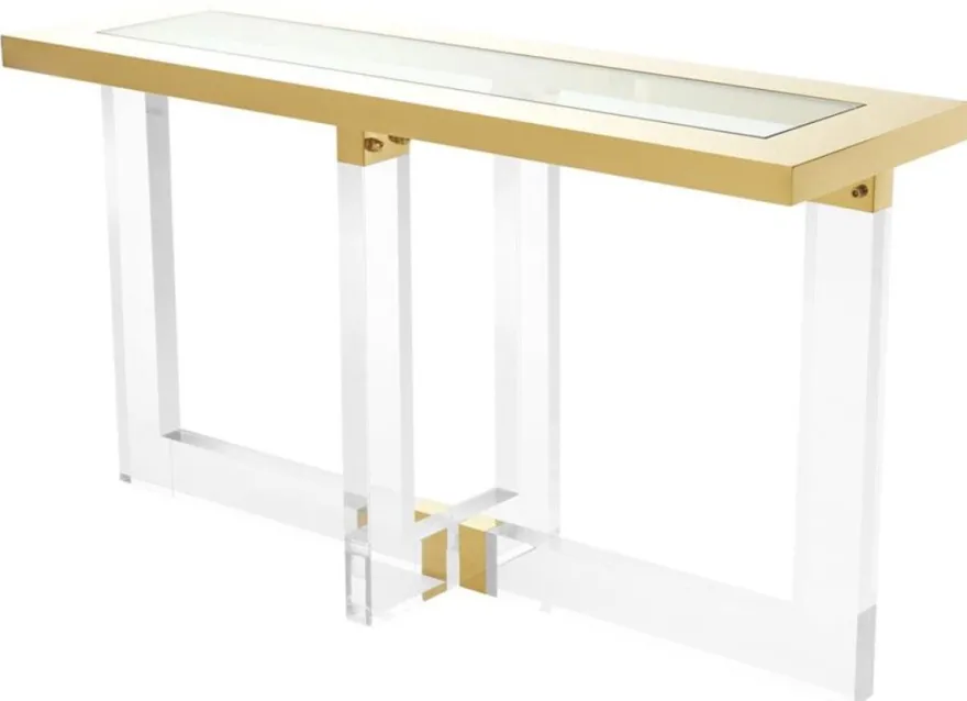 Casa Padrino Konsole / Konsolentisch Gold 140 x 45 x H. 78 cm - Luxus Möbel