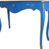 Casa Padrino Konsolentisch Barock Stil Blau / Gold Massivholz 135 x 47 x 92 cm