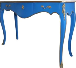 Casa Padrino Konsolentisch Barock Stil Blau / Gold Massivholz 135 x 47 x 92 cm