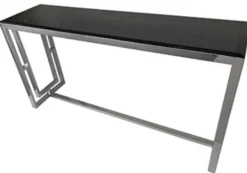 Casa Padrino Konsole Silber / Schwarz 150 x 40 x H. 78 cm - Konsolentisch mit schwarzer Glasplatte