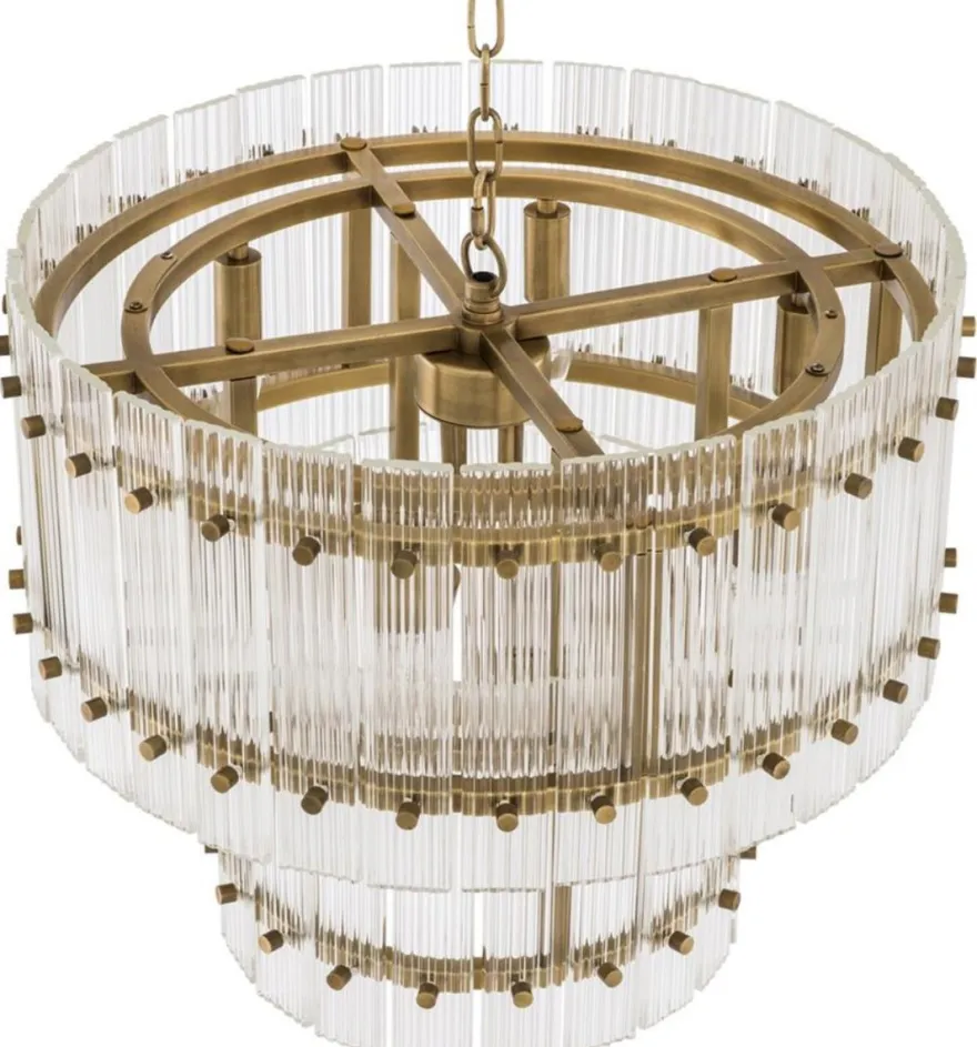 Casa Padrino Kronleuchter Antik Messing Ø 57 x H. 47 cm - Runder Luxus Kronleuchter