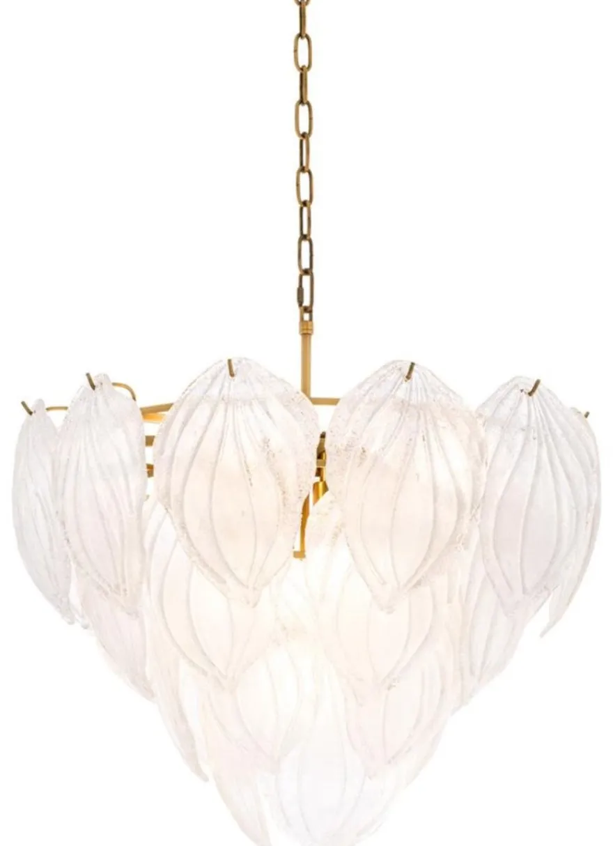 Casa Padrino Kronleuchter Antik Messing Ø 62 x H. 60 cm - Luxus Kronleuchter mit Mattglas