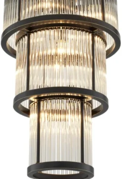 Casa Padrino Kronleuchter in bronze mit vintage Glas 38 x H. 76 cm - Luxus Wohnzimmermöbel