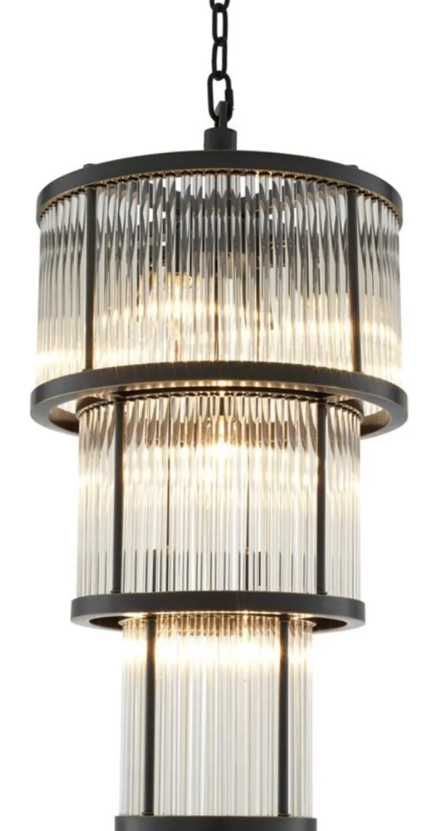 Casa Padrino Kronleuchter in bronze mit vintage Glas 38 x H. 76 cm - Luxus Wohnzimmermöbel