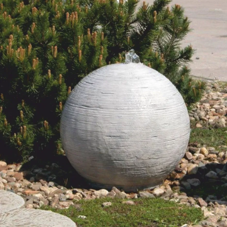 Casa Padrino Kugelbrunnen Grau Ø 60 x H. 55 cm - Runder Springbrunnen - Garten & Terrassen Deko Accessoires