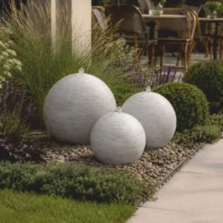 Casa Padrino Kugelbrunnen Grau Ø 60 x H. 55 cm - Runder Springbrunnen - Garten & Terrassen Deko Accessoires