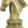 Casa Padrino Kunstharz Deko Skulptur Pferdekopf auf Barock Sockel Gold 17,9 x 22,5 x H. 40,2 cm - Elegante Dekofigur - Schreibtisch Deko - Wohnzimmer Deko