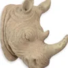 Casa Padrino Kunstharz Wanddeko Skulptur Nashornkopf Beige 23 x H. 40,5 cm - Dekofigur - Tierfigur - Wohnzimmer Deko