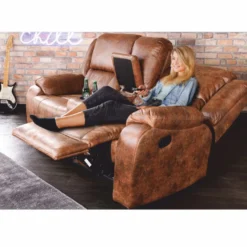 Casa Padrino Kunstleder 2er Kinosessel Antik Braun 188 cm - Wohnzimmer Möbel