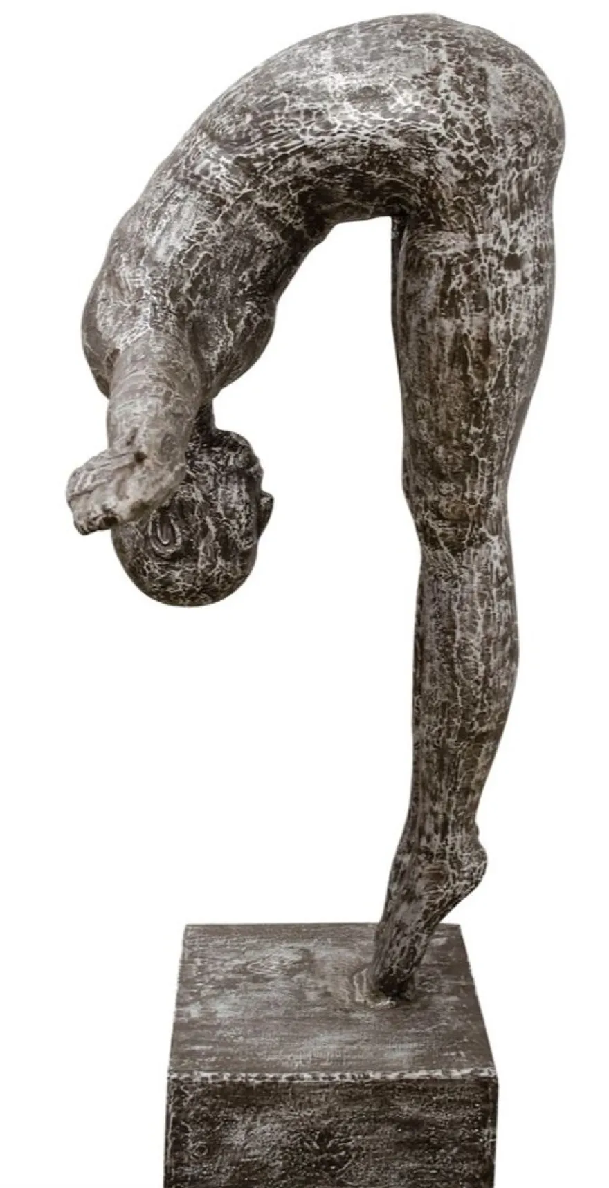 Casa Padrino Kunstspringer Skulptur Silber / Schwarz 157 x 54 x H. 135 cm - Luxus Deko Turmspringer Figur