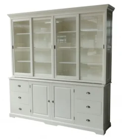 Casa Padrino Landhaus Buffetschrank im Shabby Chic Stil, Weiß, 240 x 50/40 x 240 cm