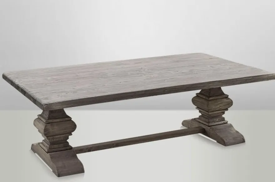 Casa Padrino Landhaus Couchtisch Eiche Rustic Grey 140 x 80 cm - Barock Stil Salon Wohnzimmer Tisch Eiche Massiv