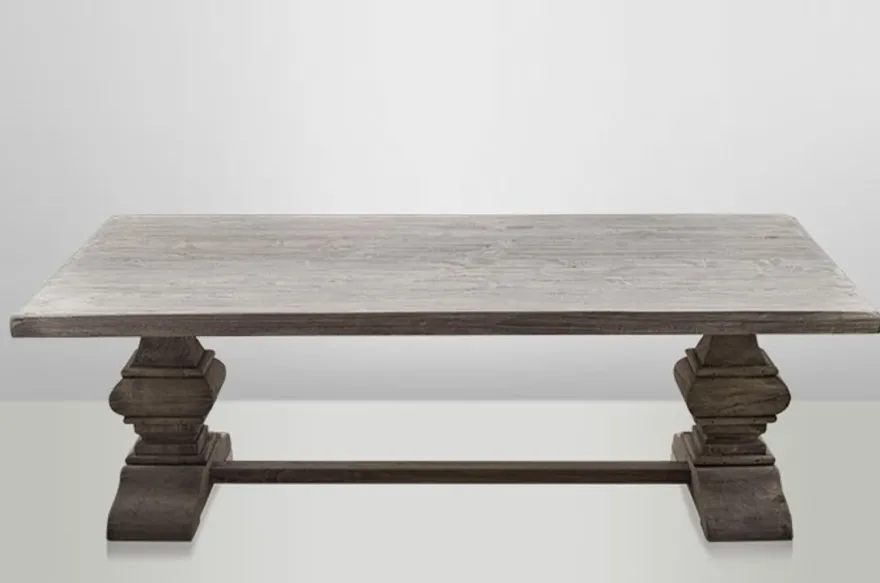 Casa Padrino Landhaus Couchtisch Eiche Rustic Grey 140 x 80 cm - Barock Stil Salon Wohnzimmer Tisch Eiche Massiv