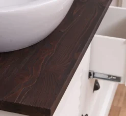 Casa Padrino Landhausstil Badezimmer Set Weiß / Dunkelbraun - 1 Doppelwaschtisch & 2 Wandspiegel - Massivholz Badezimmermöbel im Landhausstil