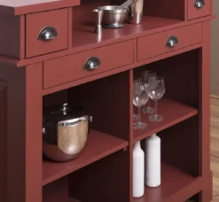 Casa Padrino Landhausstil Bar Theke Bordeauxrot 120 cm - Massive Bar Möbel