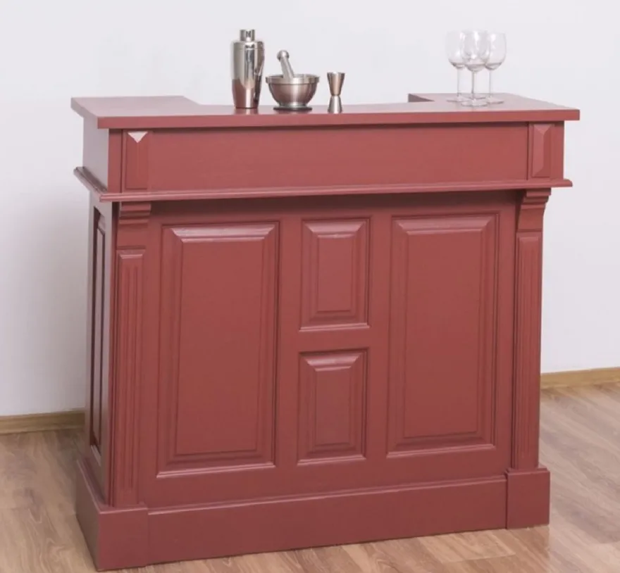 Casa Padrino Landhausstil Bar Theke Bordeauxrot 120 cm - Massive Bar Möbel