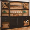 Casa Padrino Landhausstil Barschrank Schwarz / Naturfarben 240 cm - Bar Möbel