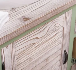 Casa Padrino Landhausstil Badezimmer Set Grün / Naturfarben - 1 Doppelwaschtisch & 1 Wandspiegel & 1 Regalschrank - Massivholz Badezimmer Möbel im Landhausstil