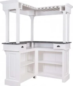 Casa Padrino Landhausstil Bar Theke Weiß / Grau 148 x 148 x H. 210 cm - Massivholz Thekentisch - Massivholz Barmöbel - Barmöbel im Landhausstil - Landhausstil Einrichtung